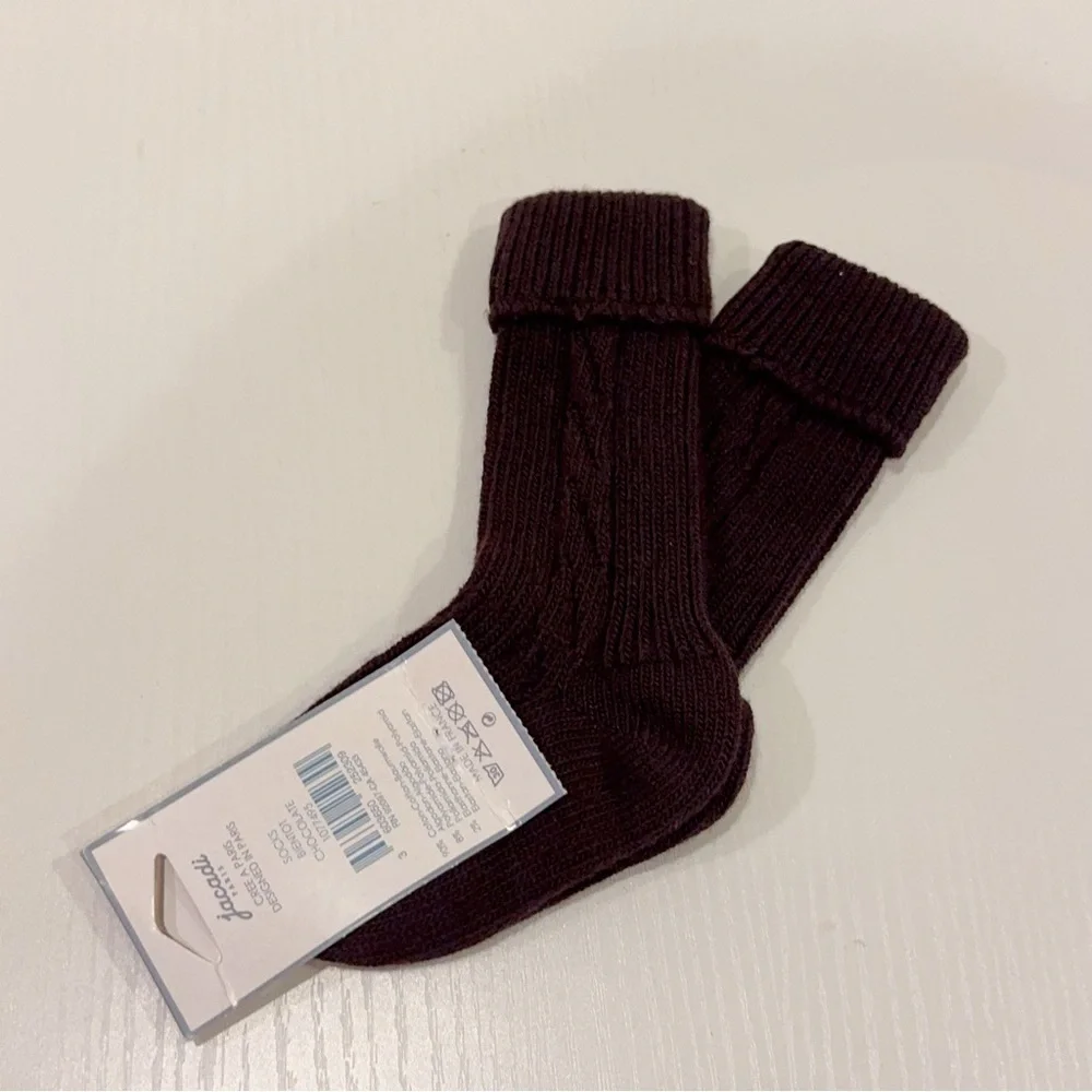 2 Pairs of Jacadi Cotton Blend Winter Socks Size 17-18 NWT